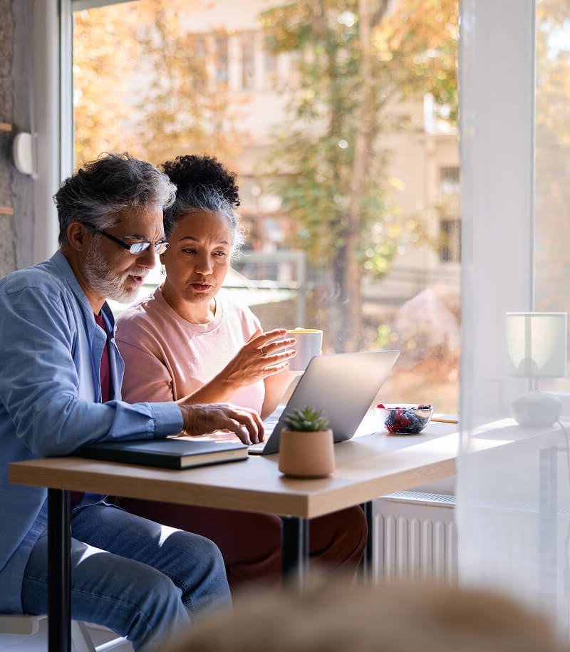 Mature couple on laptop.