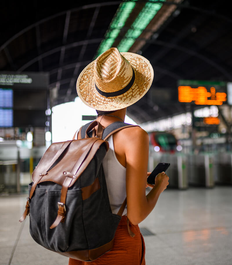 Female traveler in airport.