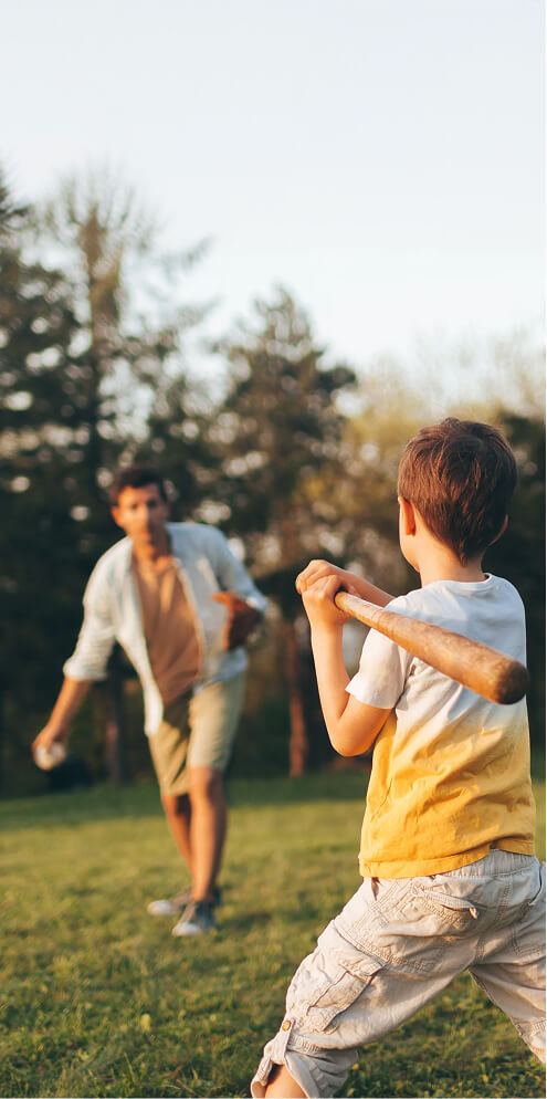 Little league practice with dad
