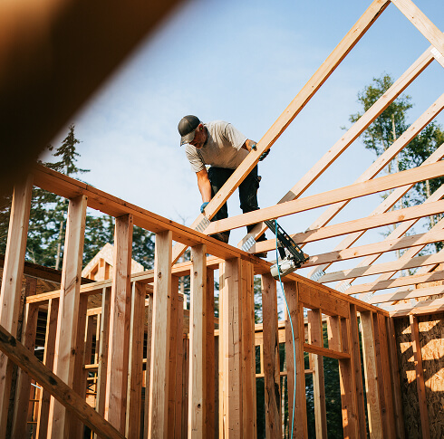 Man building home.