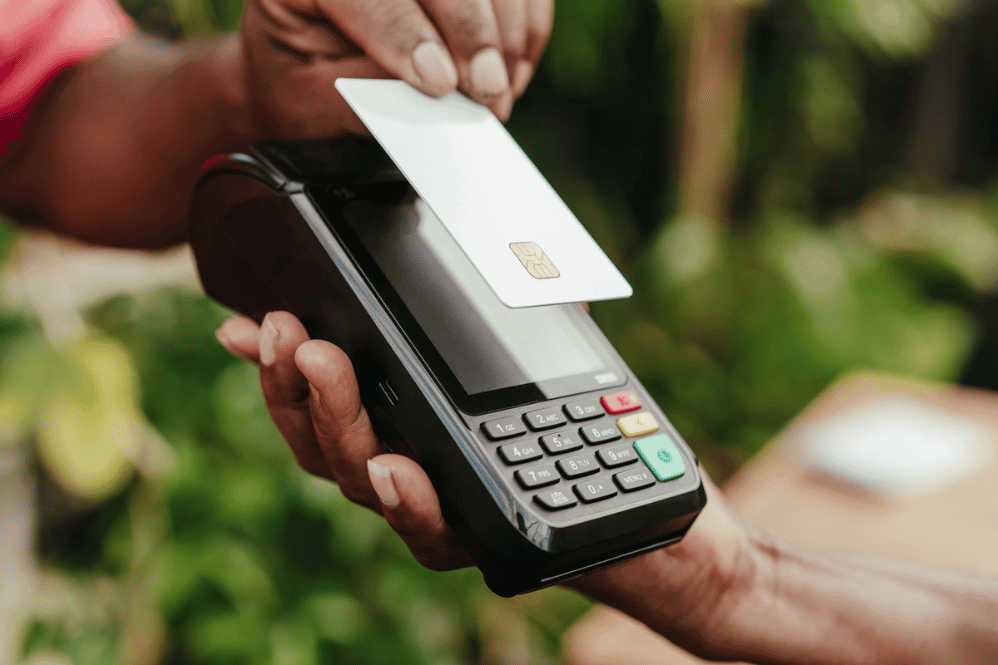 Person using tap to pay
