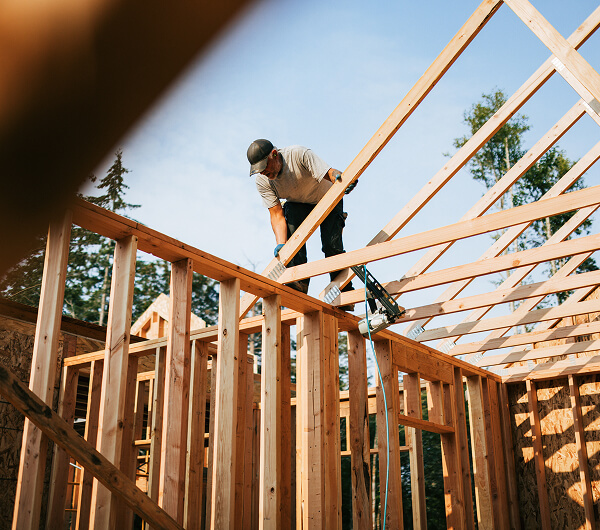 Man building home.
