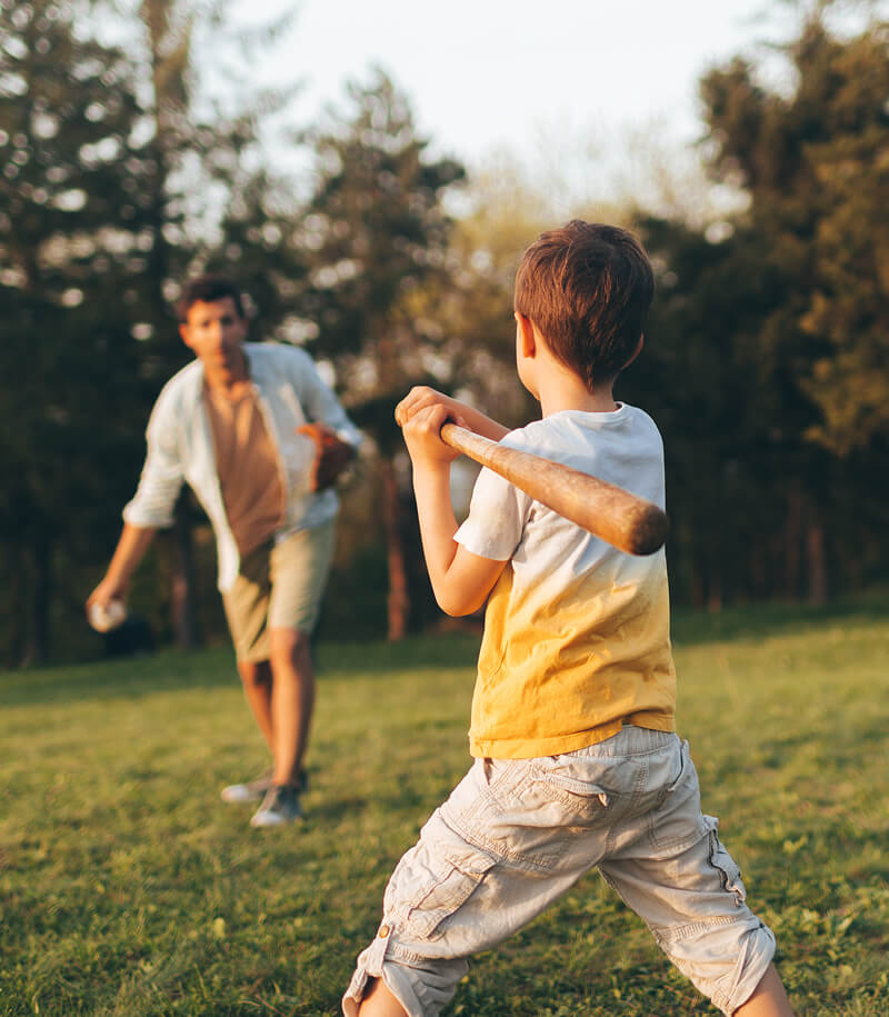 Little league practice with dad