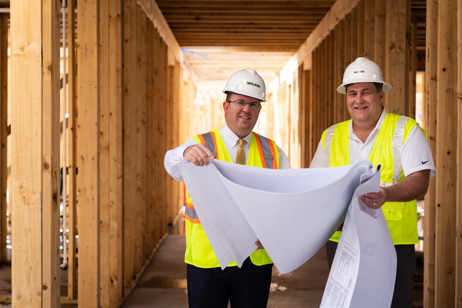 VP Matt Beahm on a work site with Nielsen Builders