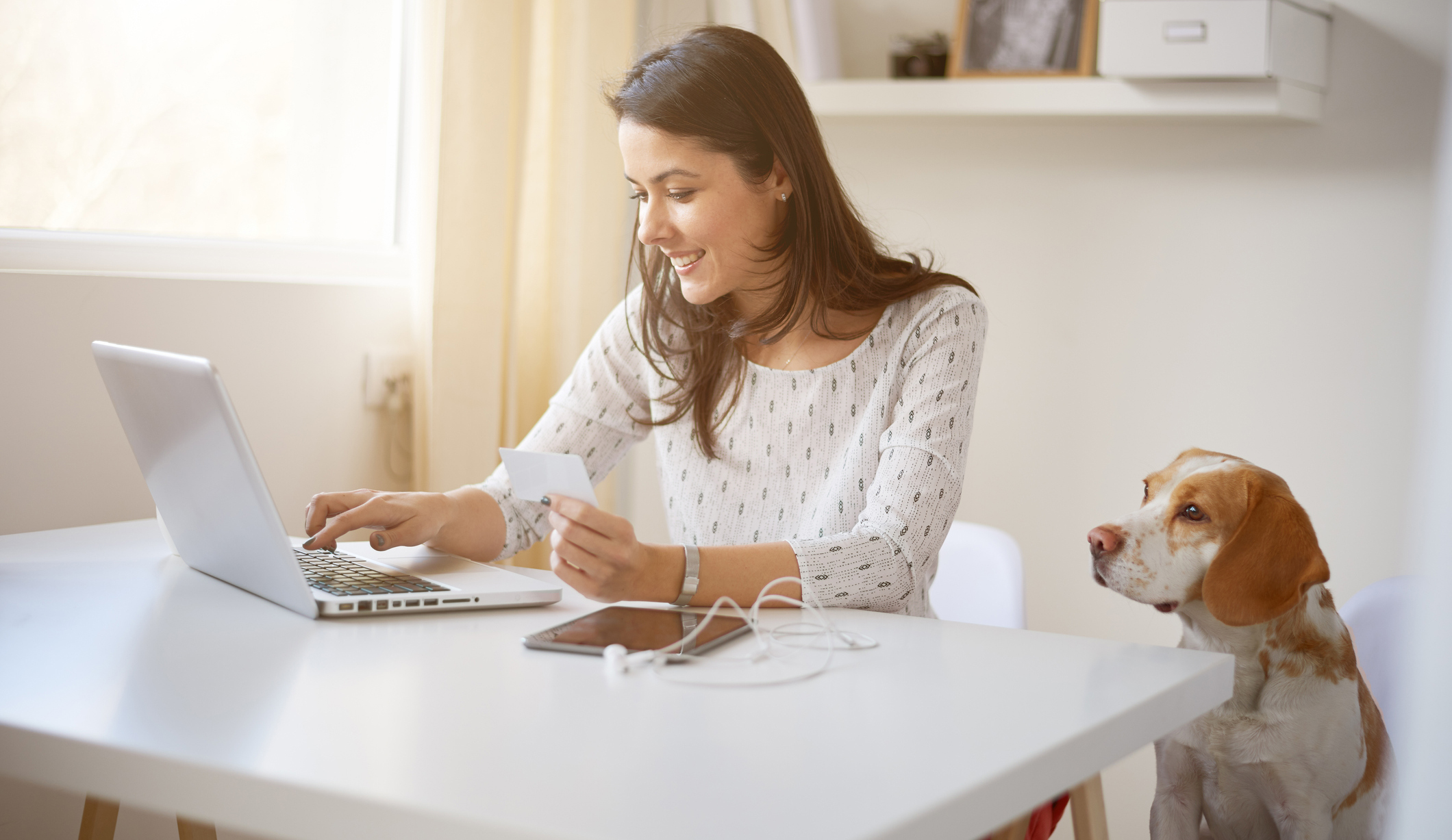 business woman using credit card for on line payment