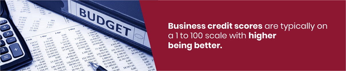 Business credit scores are on a 1 to 100 scale