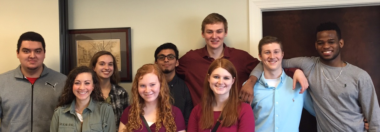 A group of high school students pose for a picture after a visit to F&M Bank's Bank Day