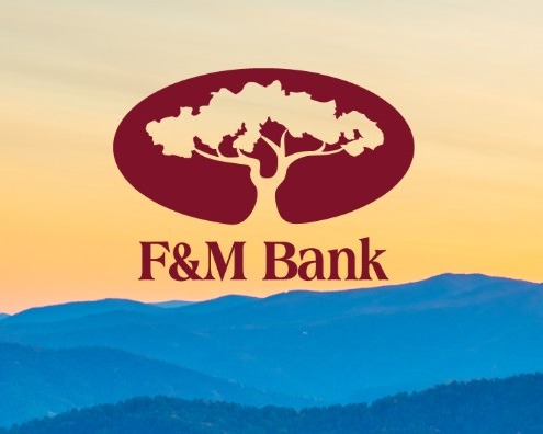 Graphic of Blue Ridge Mountains with F&M logo overlayed