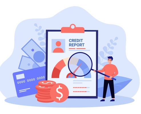 flat vector Male businessman with money and credit report